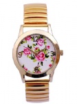 Gold alloy case with elastic steel strap watch