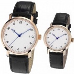 Fashion lover watch gold case alloy watch with leather strap