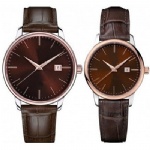 Gold alloy case brown leather strap watch lover watch