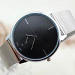 Quartz watch with steel mesh strap