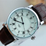 Quartz watch fashion leather watch with up index and Roman numerals