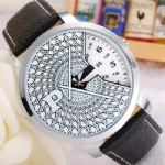 Quartz watch fashion leather watch with square lattice dial