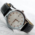 Quartz watch fashion leather watch with sunray dial and up index