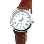 Quartz watch fashion brown leather watch with Roman numerals