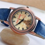 Quartz watch fashion leather watch with gunmetal case