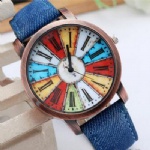 Quartz watch fashion leather watch with gunmetal and