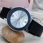 Quartz watch fashion black leather watch