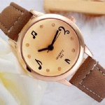 Quartz watch gold alloy watch fashion brown leather watch