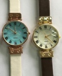 Fashion alloy watch lady watch with brown PU strap