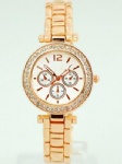 Gold alloy watch fashion lady watch with three imitation eyes and metal strap