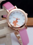 Fashion lady watch with stone and leather strap