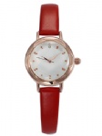 Fashion lady watch with red leather strap