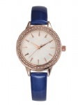 Fashion lady watch with IPG plating and blue leather strap