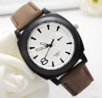 Black case and PU strap watch for men