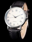 Leather watch with PU strap and Roman numerals