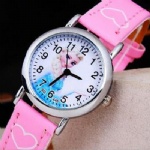 Fashion alloy kids watch leather strap watch