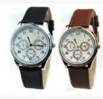 Men watch with Arabic numerals and 3 imitation eyes on dial