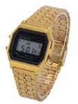Gold digital watch with steel strap