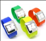 Fashion alloy watch slap watch with silicone strap