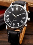 Black leather strap watch with Arabic numeral