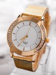 Steel mesh strap watch alloy case with diamond