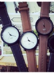 Fashion leather strap alloy case watch