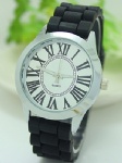 Alloy watch with silicone strap and Roman numerals